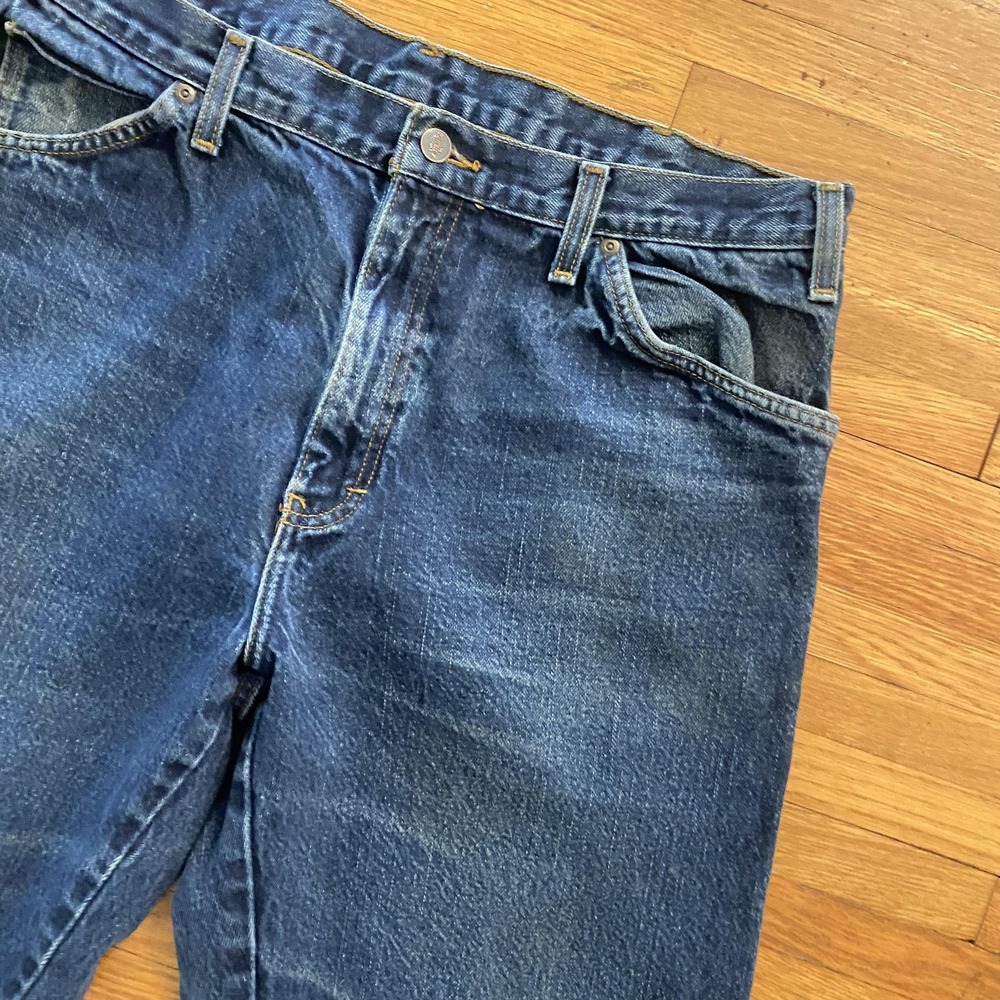 Dickies Jeans Mens 38x34 Blue Denim Straight Leg Workwear 5 Pocket Zip Fly Faded - Picture 2 of 15